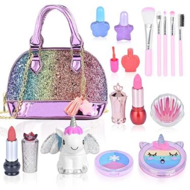 Imagem de Kit de maquiagem Aikmi Unicorn com bolsa para meninas de 3 a 12 anos