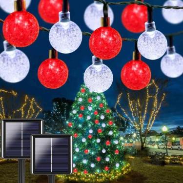 Imagem de Luzes solares de corda de Natal LORRYTE 100 LED, pacote com 2 m