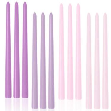 Imagem de Velas cônicas sem fumaça sem perfume com gradiente roxo LPUSA de 30 cm