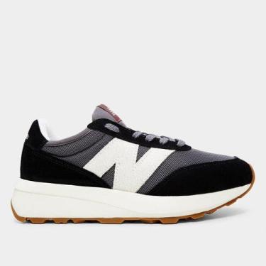 Imagem de Tênis New Balance 370v1 Unissex, Preto, Creme, 34