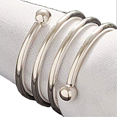 Imagem de Argola de Guardanapo Metal Espiral Prata Rafimex - Jogo com 4 Peças