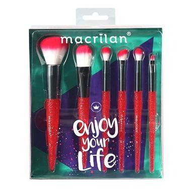Imagem de Kit de Pincéis Macrilan KP10-3 Vermelho - Kit Maquiagem Profissional, Cerdas Sintéticas Macias, Excelente Custo-Benefício - Makelovers
