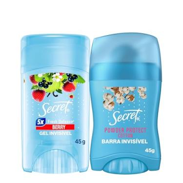Imagem de KIT Desodorante Antitranspirante Secret Gel Frutas Vermelhas + Secret Barra Proteção de algodão 45g