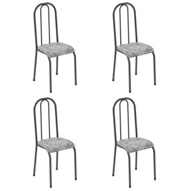Imagem de Conjunto 4 Cadeiras para Sala de Jantar Leticia Prata/Preto
