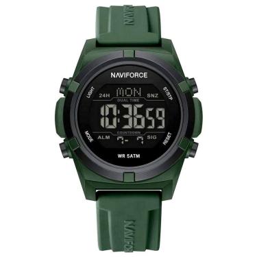 Imagem de Relógio Masculino Quartzo Esportivo 50m A Prova D´agua Lcd Dupla Exibição Verde