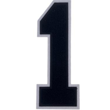 Imagem de 1 peça de patch de número de chenille preto de 20 cm, aplique de ferro para roupas, jaquetas, mochilas, estilo universitário, número grande, par com adesivos de letras universitárias, borda branca