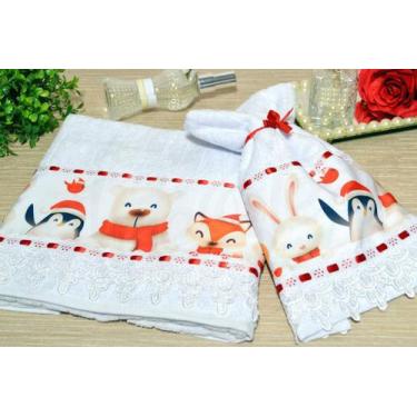 Imagem de Jogo de Toalhas Rosto e Mão - Tema Natal - Arte & Tear