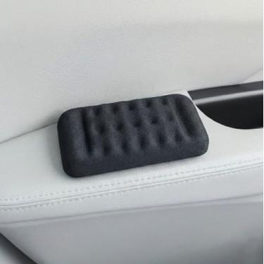 Imagem de Almofadas de descanso de cotovelo para carro, pacote com 2 almofadas de apoio de braço de espuma viscoelástica (13 x 6,6 cm) para apoio de braço de porta e console central, perfil fino, espuma