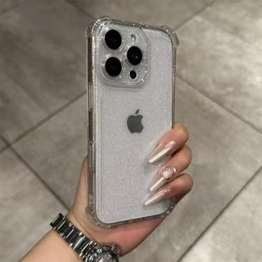 Imagem de Capa transparente com glitter brilhante para iPhone 17, 16, 15, 14, 13, 12, 11 Pro Max XS X XR 16PLUS 17AIR 16E, capa protetora de silicone macia e transparente, branca, para iPhone 16e
