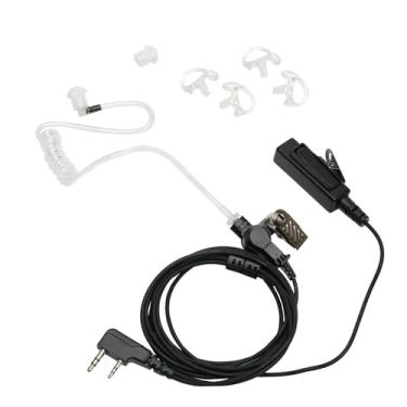 Imagem de HEOPBIRD Fone de ouvido Walkie Talkie com microfone PTT para Baofeng UV-5R Kenwood Puxing Wouxun Hytera rádio bidirecional de 2 pinos com tubo acústico secreto