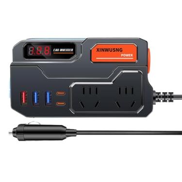 Imagem de Shakven Inversor de veículos para laptop,Inversores de energia para veículos - Conversor de energia de tensão de 12 a 220 - Adaptador de tomada para carro com saída multiportas, carregador de carro