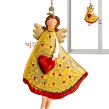 Imagem de Enfeites de Natal de anjo,Enfeites de anjo retros | Arte em ferro de anjo vintage - Anjos Decor Pingente Enfeites de árvore de Natal para decorações de férias ao ar livre