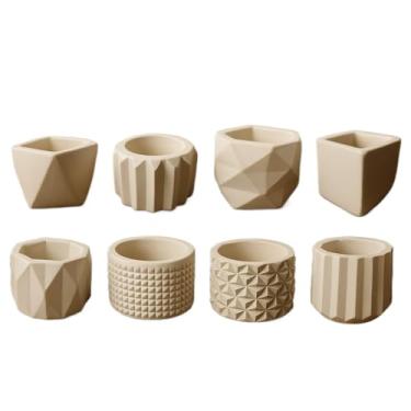 Imagem de Kit Vasinhos Decorativos para Plantas Artificiais Suculenta Feito em Gesso - Conjunto de Suculentas Falsas para Decoração de Mesa, Banheiro, Escritório e Ambientes Internos(KIT 8 VASOS)