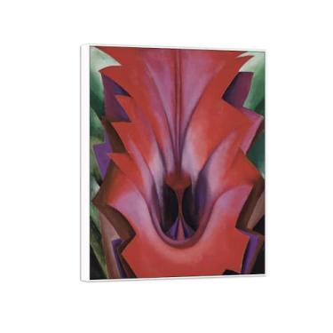 Imagem de Georgia O'Keeffe famosa arte de parede impressões em tela pronto para pendurar - interior vermelho Canna-quadro branco pintura para decoração de sala de estar 40 x 50 cm 16 x 20 pol