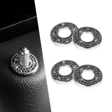 Imagem de Zikefest 4 peças de capas de tranca de porta de carro internas brilhantes, adesivos decorativos de parafuso de haste de strass, acessórios de decalques automotivos de cristal, compatíveis com