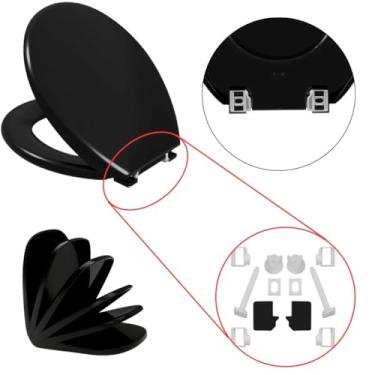 Imagem de Assento Vaso Sanitário Oval Almofadado Preto + Conjunto Fixação Assento Sanitário Almofadado Preto