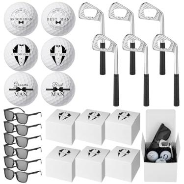Imagem de HyDren Conjunto de 6 peças de 36 peças de padrinhos para padrinhos, bolas de golfe, óculos de sol, abridores de garrafas e caixas de presente, lembrancinhas de casamento, conjunto de presentes para