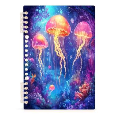 Imagem de Burbuja Caderno Jellyfishes, papel pautado universitário A5 com 60 folhas, fichário para escritório, 1 pacote