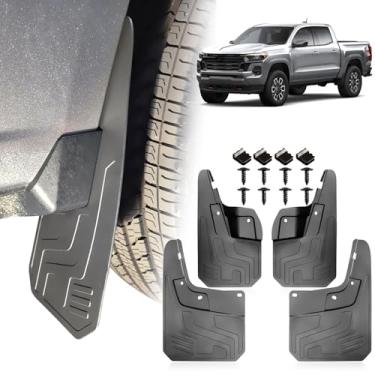 Imagem de XUKEY 4 peças de proteção contra respingos de lama para Chevrolet Colorado 2025 2024 2023 para-lamas, para-lamas, protetor de pneu traseiro, dianteiro, acessórios de substituição