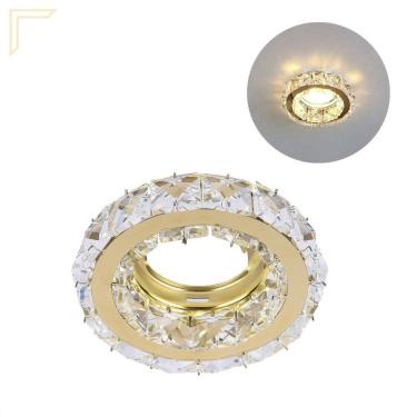 Imagem de Spot Cristal K9 Embutir Inox Dourado Redondo Mr16 Gu10 Lup62