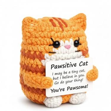 Imagem de CZFSWT Emotional Support Cat, Crochet Cat, Positive Crochet Animals Suitable for Desk Decoration, Gift for Special Occasions