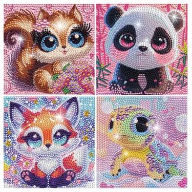 Imagem de VANKUTL 4PCS Diamond Art Painting Kits for Kids, Animal Cartoon 5D Diamond Art Kit for Kids, DIY Cartoon Gem Painting Kit Beginners for Home Wall Decor 5.9x5.9 Inch