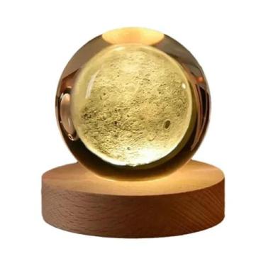 Imagem de Esfera De Cristal Da Lua Globo De Vidro Transparente Luminária Noturna
