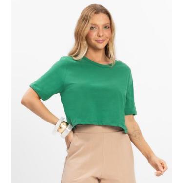 Imagem de Blusa Cropped Lisa Select Verde, G, Verde