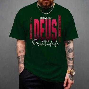Imagem de Camiseta Jesus Vive Deus Prioridade Camisa 100% Algodão Blessed, M, Ve