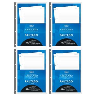Imagem de Kit 04 Refil Caderno Argolado Fichário Tiliflex Universitário Pautado 