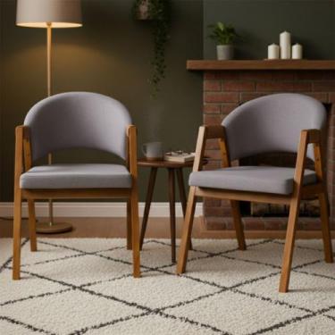 Imagem de Kit 2 Cadeiras Sala de Jantar Premium com Braço Madeira Maciça Movellu