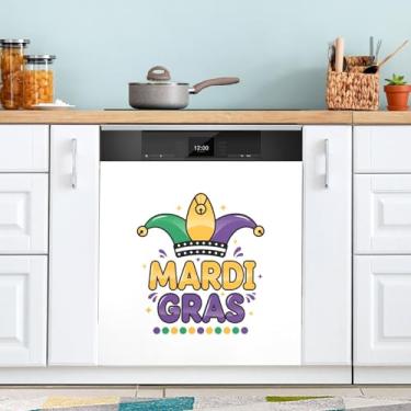 Imagem de ATTX Capa magnética para lava-louças Mardi Gras | Adesivo decorativo de eletrodomésticos de 58 x 66 cm para armários domésticos e eletrodomésticos (216)