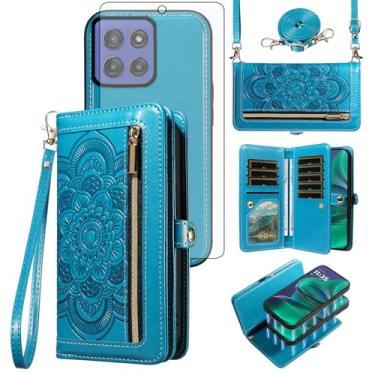 Imagem de Asuwish Capa de celular para Motorola Moto G Stylus 5G 2025 com zíper carteira destacável com protetor de tela de vidro temperado alça de pulso flor flip porta-cartão de crédito GStylus G5 XT2517-1