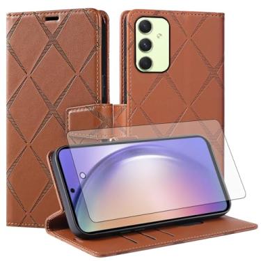 Imagem de Asuwish Capa de telefone para Samsung Galaxy A54 5G capa carteira com protetor de tela de vidro temperado PU couro sintético flip porta-cartão de crédito slot suporte celular A545G A 54 54A 4G G5 SM