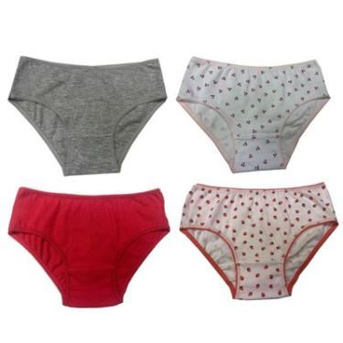 Imagem de Kit 4 Calcinhas Infantis 100% Algodão LR24-189 Mescla, Cereja, Morango, Vermelho - Basic+  - Tamanho 10