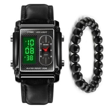Imagem de Relógio Couro Skmei Masculino Digital Analógico + Pulseira-Masculino