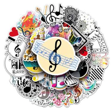 Imagem de Adesivos Music Symbols Vinil impermeável 50 unidades/lote - yiweisai