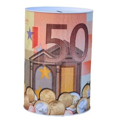 Imagem de Coin Bank Home Piggy Bank, metal redondo, impressão européia, 12x16cm 