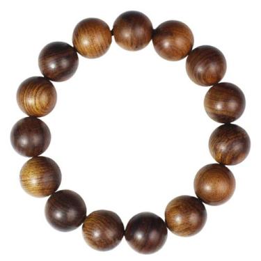 Imagem de Pulseira de miçangas de madeira Padauk de 15 mm de diâmetro para homen