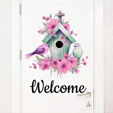 Imagem de Adesivo de parede Welcome Birds Nest Creative Floral 45x29cm - yiweisa