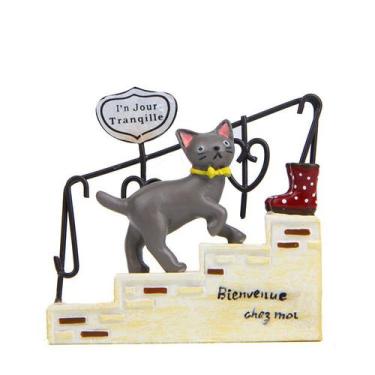 Imagem de Escultura de decoração de jardim Resina Cat on Stair Creative Fig - yi