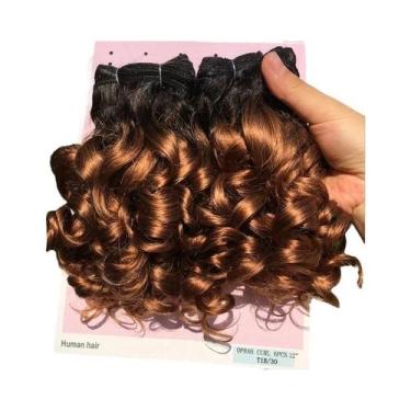 Imagem de Pacotes De Cabelo Humano Ombre Bouncy Curl, 6 Pacotes, Loiro Natural T