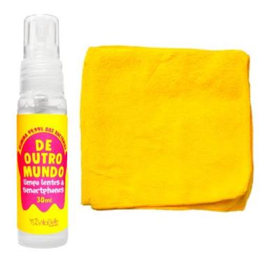 Imagem de Kit Limpa Bacterias Lentes e Celulares com Pano Microfibra Cor: Amarel