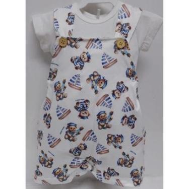 Imagem de Macacão Jardineira + Body Bebê Menino Verão Luxo Lessa B9374-Masculino