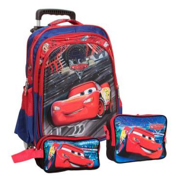 Imagem de Mochila Masculina Juvenil Rodinha Carros 3d Resistente Azul - TOYS 2U
