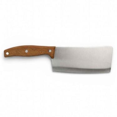 Imagem de Faca De Corte Grande Cutelo Machadinha Inox/Madeira 28cm - Vale Import