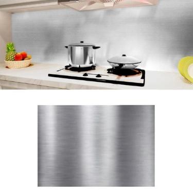 Imagem de 2 Placa Papel de Parede Adesivo Liso Inox Prata 60x30cm - Inter