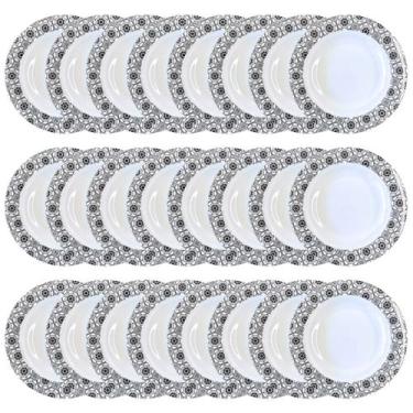 Imagem de 24 Pratos Fundo Preto Decorado em Melamina Buffet Restaurante 23cm - S