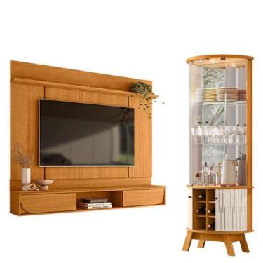 Imagem de Painel para Tv Aura Cinamomo com Cristaleira Marina Cinamomo Off White