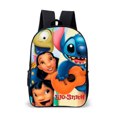 Imagem de Mochila Infantil Juvenil Escolar Dia a Dia Lilo Azul Ohana Familia Uku